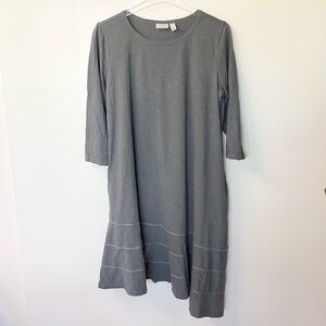 LOGO by Lori Goldstein QVC 3/4 Sleeve Cotton Slub Dress with Asymmetrical Hem L